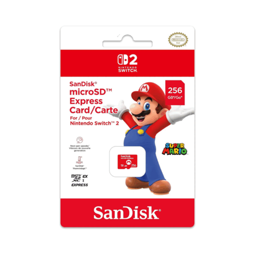SanDisk Micro SD Express Card 256GB (Super Mario) for Nintendo Switch 2 SDSQXFN-256G-GR6ZN
