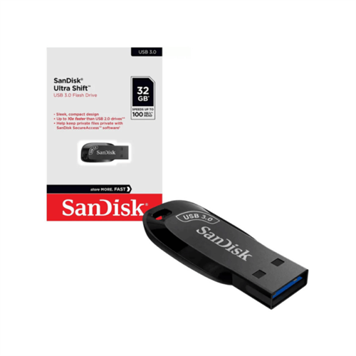SanDisk Ultra Shift USB 3.2 Gen 1 Flash Drive - 32GB (Black)