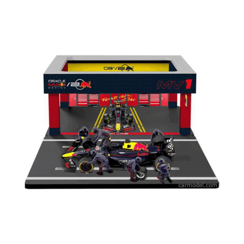 Bburago 1/43 F1 Garage Pit-Stop Diorama Oracle Red Bull Racing 2024 RB20 #1 Max Verstappen 18-38453