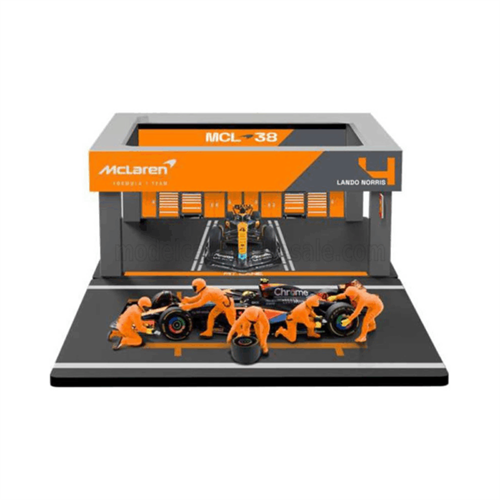 Bburago McLaren Mercedes MCL38 Diorama Garage Pit-Stop 4 Lando Norris F1 2024 18-38451-N