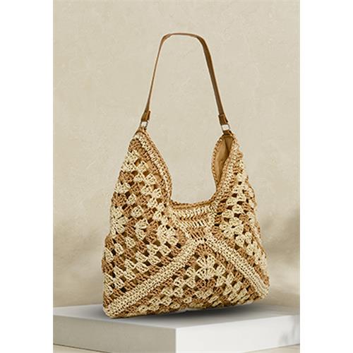 DARK BROWN CHIC WOVEN SHOULDER BAG