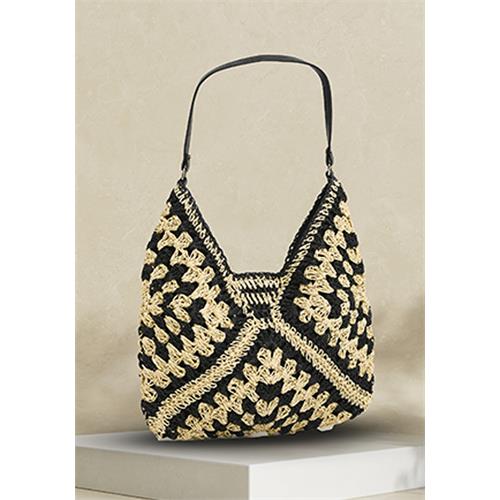 BLACK CHIC WOVEN SHOULDER BAG