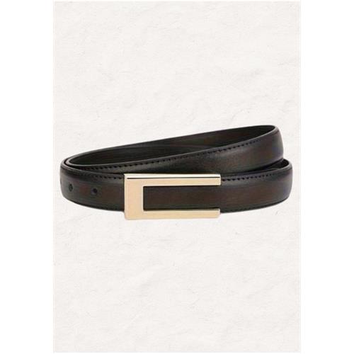 MINIMALIST ALLOY BUCKLE LEATHER BLACK BELT