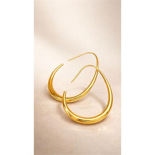 SHINNY GOALD TEARDROP HOOP EARRINGS