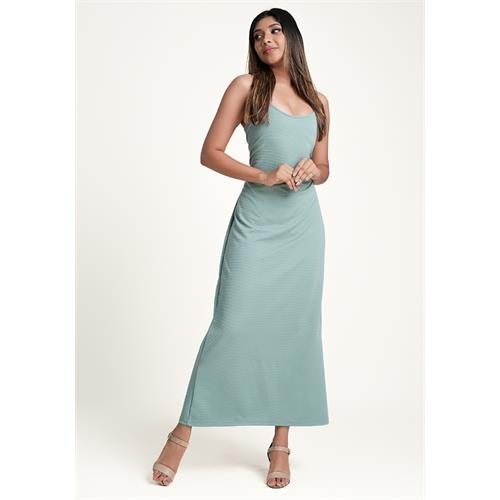 KAIA GREEN WAFFLE DRESS