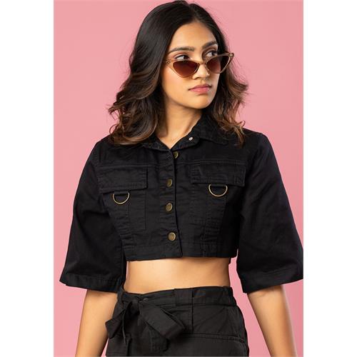 BLACK FEMALE DENIM JACKET