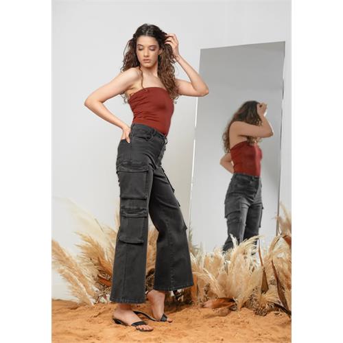 ACID WASH BLACK CARGO PANT