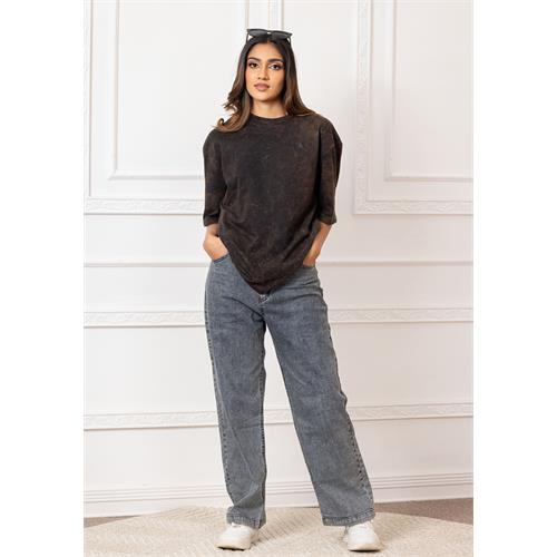 BROWN JADE ACID WASH BAGGY TEE