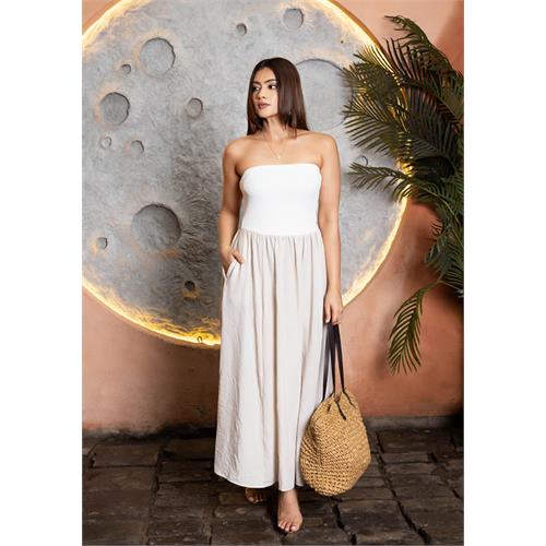 WHITE NATASHA BANDEAU DRESS