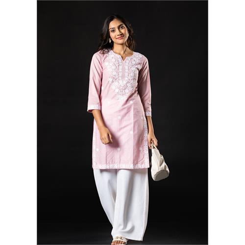 ADELYN PINK EMBROIDERED KURTHA