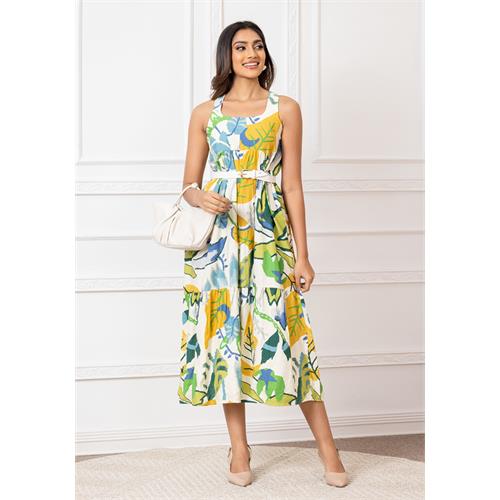 ADRIYANA GREEN MIX LONG DRESS