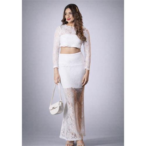 AFIA WHITE LONG SKIRT