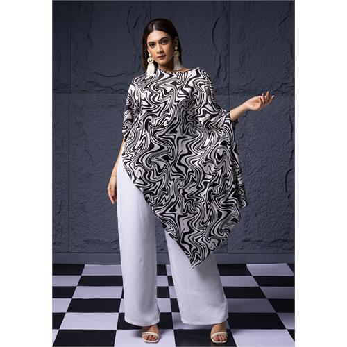 ANITTA BLACK & WHITE SATIN TOP