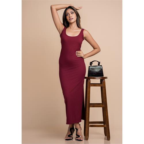 ASHLEY BODYCORN MAROON DRESS