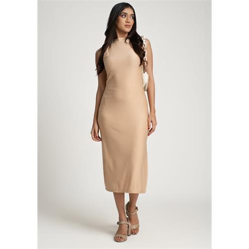 ASTROIDE SLEEVELESS BEIGE DRESS