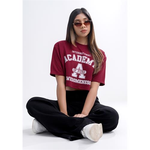 AWESOMNESS BAGGY MAROON TEE