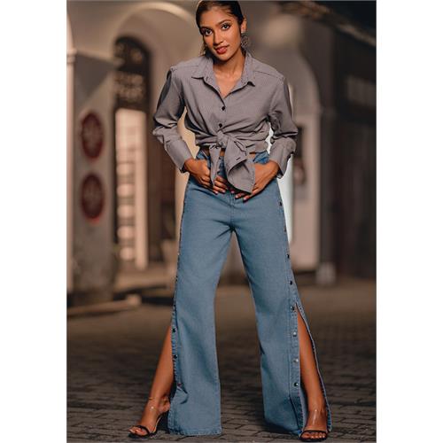 AZEL SIDE SLIT WIDE LEG PANT