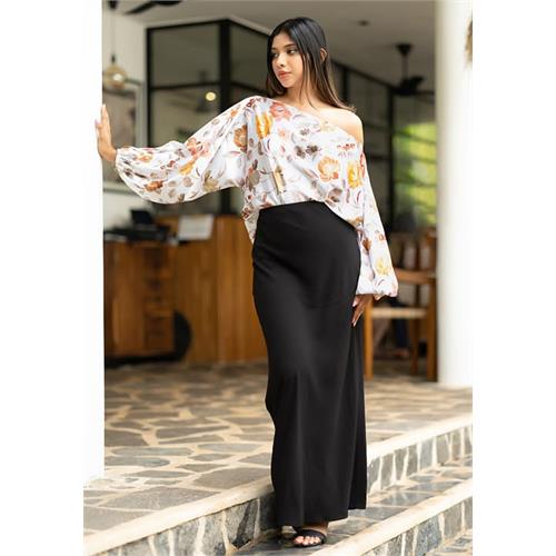 BROWN FLORAL ONE SHOULDER TOP