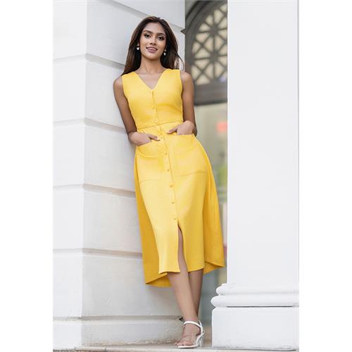 CELESTE SLEEVELESS YELLOW DRESS