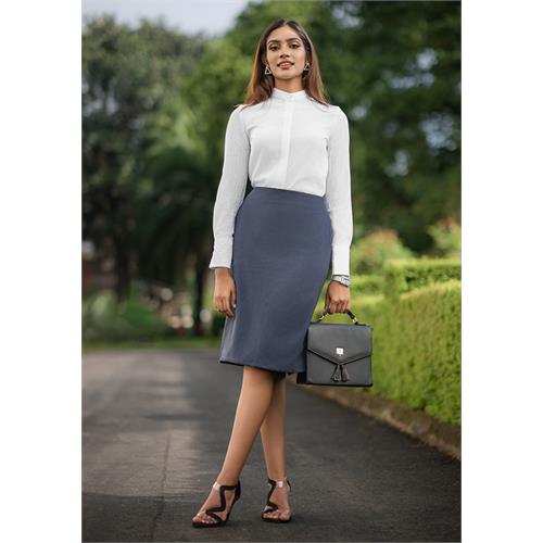 CHARLOTTE ASH DARK BLUE MIDI SKIRT