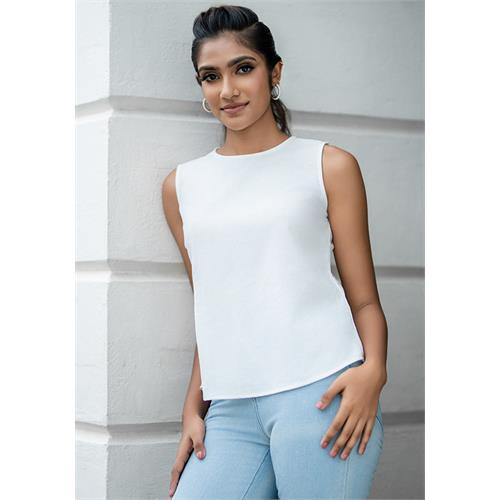 CHARLOTTE SLEEVELESS WHITE BLOUSE