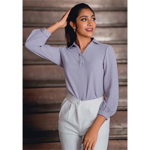 CHIYARA LONG SLEEVE ASH BLOUSE