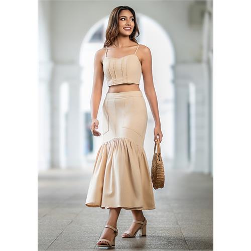 DESRT ROSE BEIGE FITTED SKIRTS