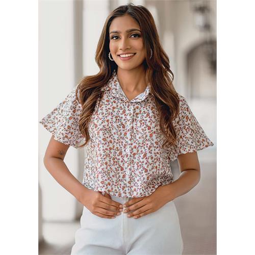 DILU MUSTARD FLORAL TOP