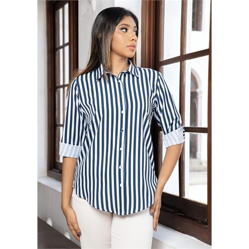 DRIYONA BLUE STRIPE BLOUSE