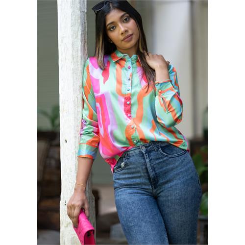 DRIYONA PRINTED LONG SLEEVE BLOUSE