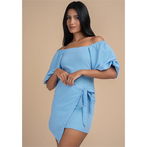 EMILIA BLUE SQUARE NECK DRESS