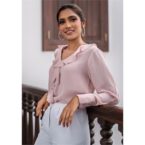 EMILY V NECK PINK BLOUSE