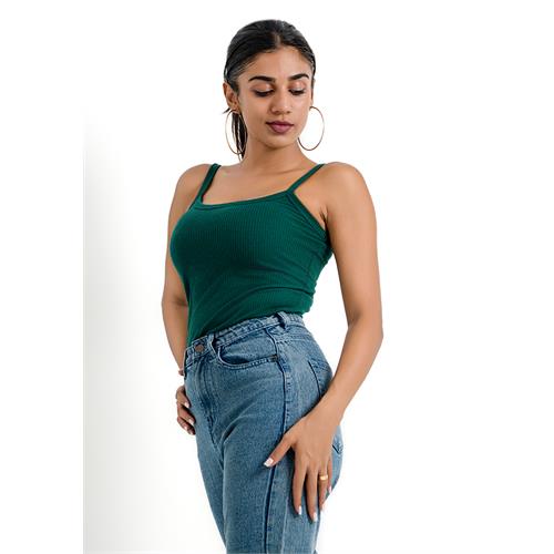 ESTELLE DARK GREEN SCOOP NECK TANK