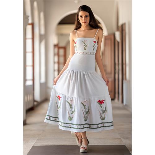 FLARE MAXI EMBROIDERY DRESS