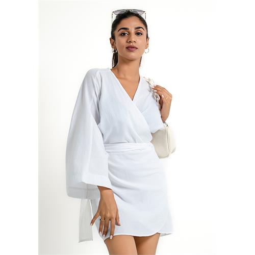 HADLEY WHITE WRAP AROUND DRESS