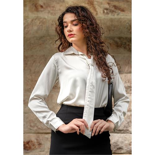 HANNA OFF WHITE SATIN BLOUSE