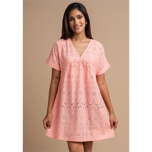 HARRIET V NECK PINK DRESS