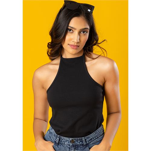 ISSABEL HALTER NECK BLACK TOP