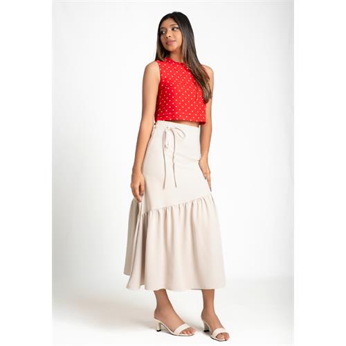 JUDIEASYMMETRICAL CREAM MAXI SKIRT