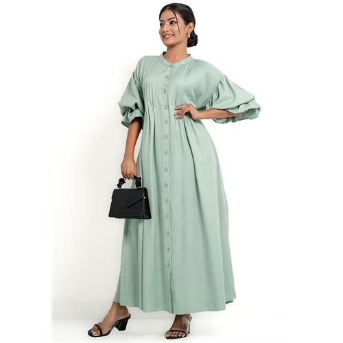 JULIET GREEN PUFF SLEEVE DRESS