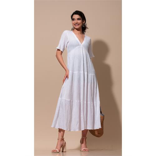 KARA V NECK LAYERD WHITE DRESS
