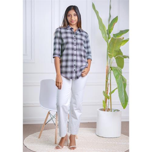 LISA BLACK CHECK BLOUSE