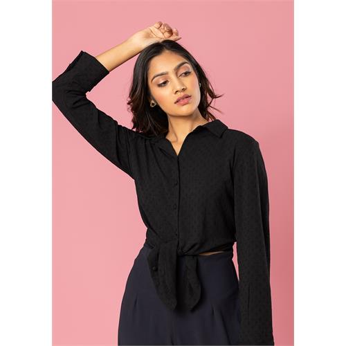 LISA LONG SLEEVE BLACK BLOUSE