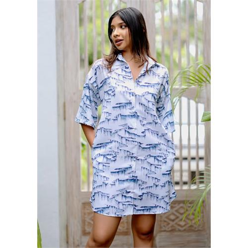 LOLA BLUE PRINTRD BAGGY SHORT DRESS