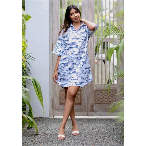 LOLA BLUE PRINTRD BAGGY SHORT DRESS
