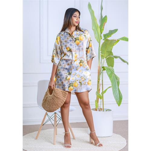 LOLA PRINTED BAGGY SHIRT DRESS