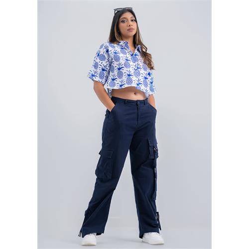 LORELA PINEAPPLE PRINT CROP BLOUSE