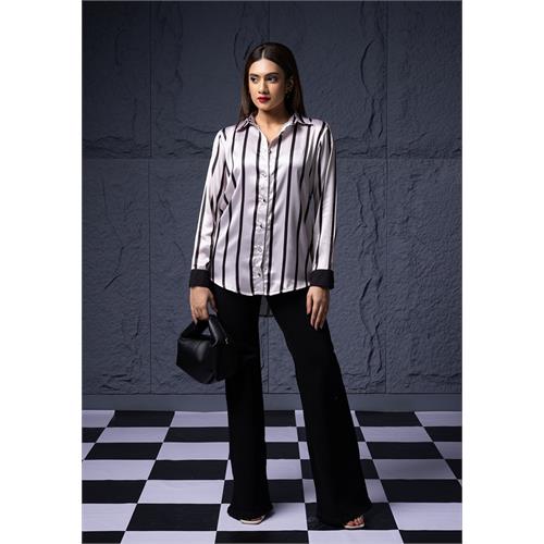 MELODY STRIPE SATIN BLOUSE