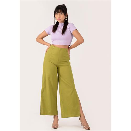 NATALI GREEN HIGH WAIST WIDE LEG PANT