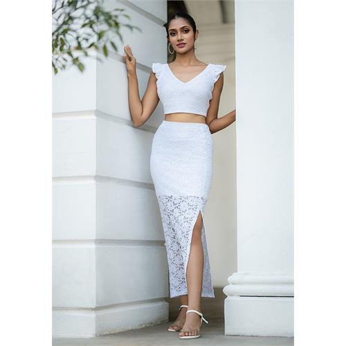 OLIVIA BODYCORN WHITE LACE SKIRT